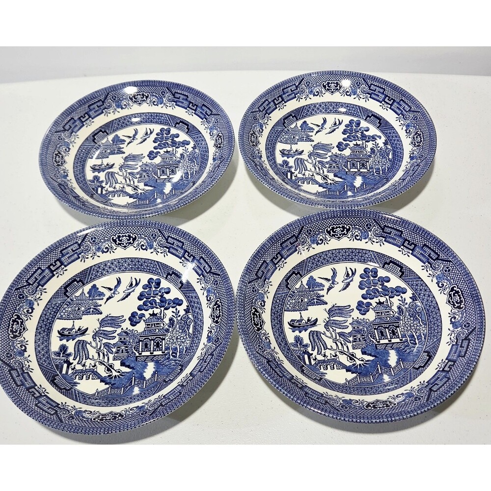 Churchill Blue Willow Soup Bowls 8" Diameter Set Of 4